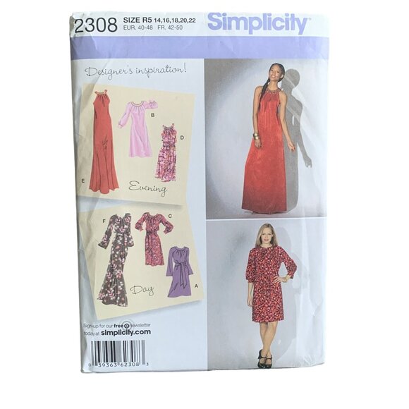 Simplicity 2308 Womens Dress Sewing Pattern Size 14-22 uncut - Picture 1 of 2